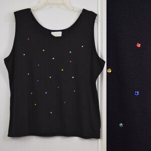 Vintage Jordana Embellished Rhinestone Tank Top Women Large 14 - 16 Whimsigoth